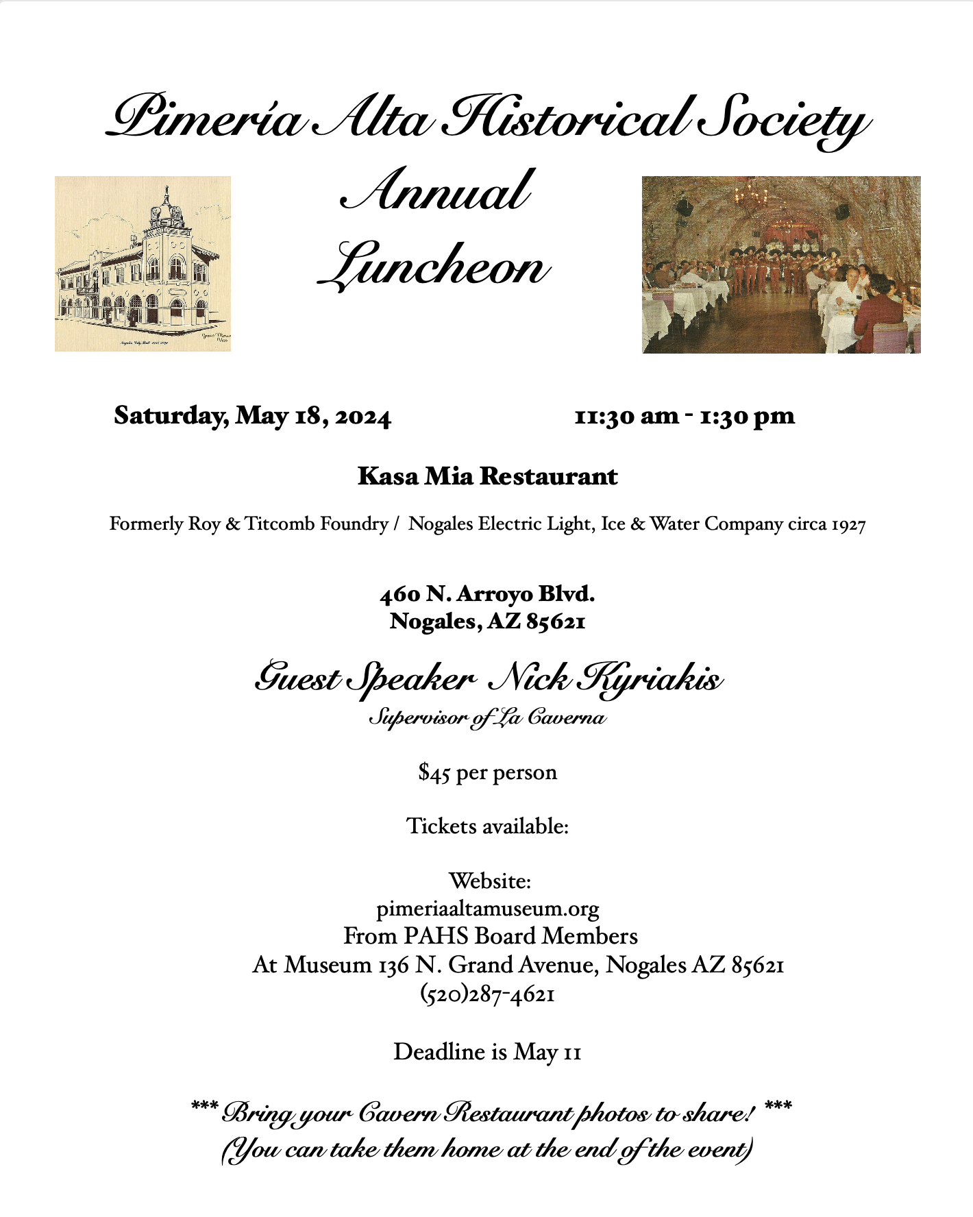 Pima Alta Historical Society Annual Luncheon, May 2024