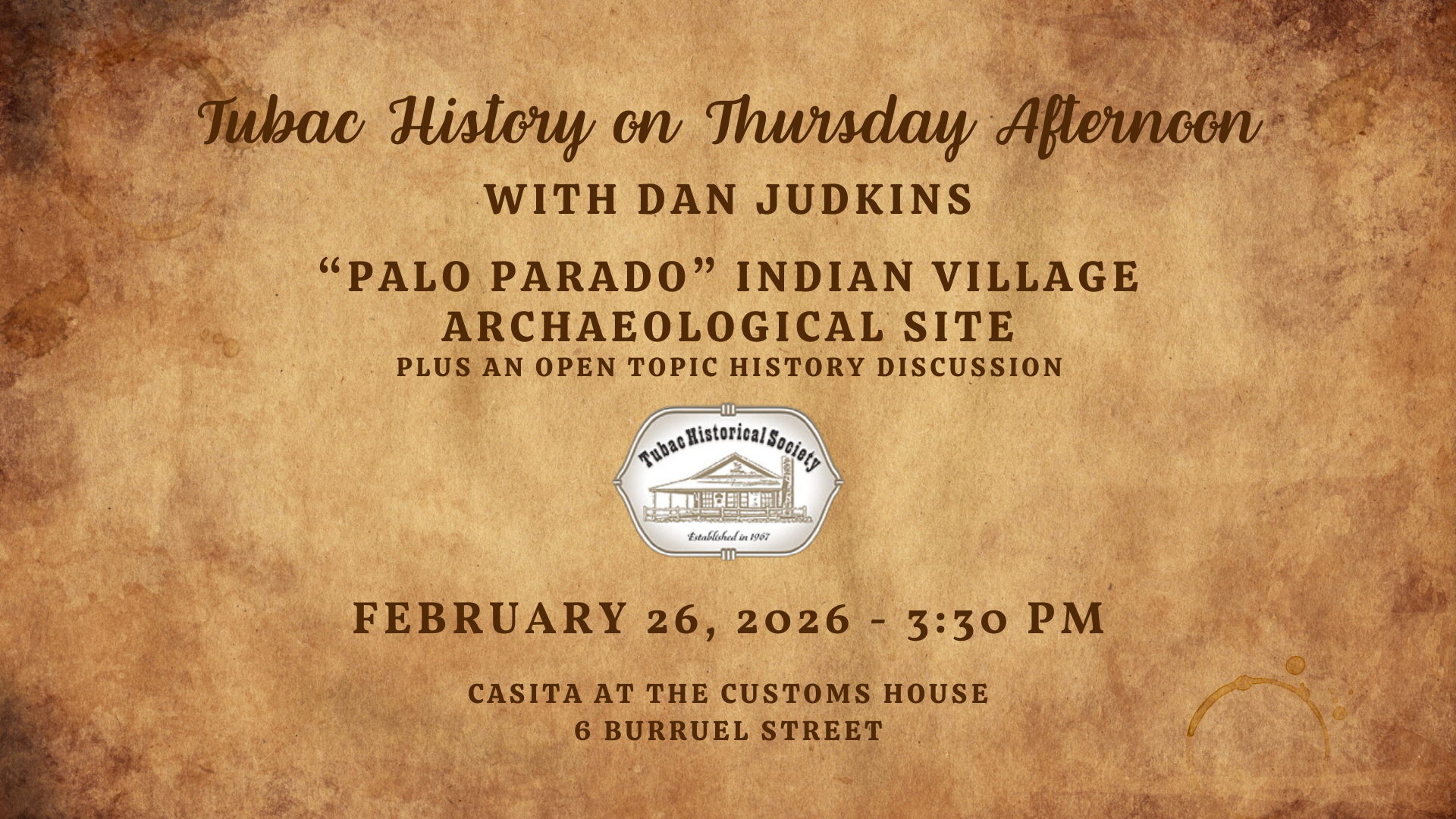 Tubac History on Thursday Afternoon, February 2026